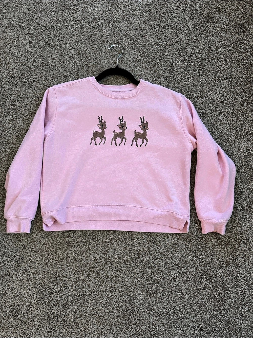Mint Girls Pink Reindeer Sweatshirt Size 12/14Y Like New